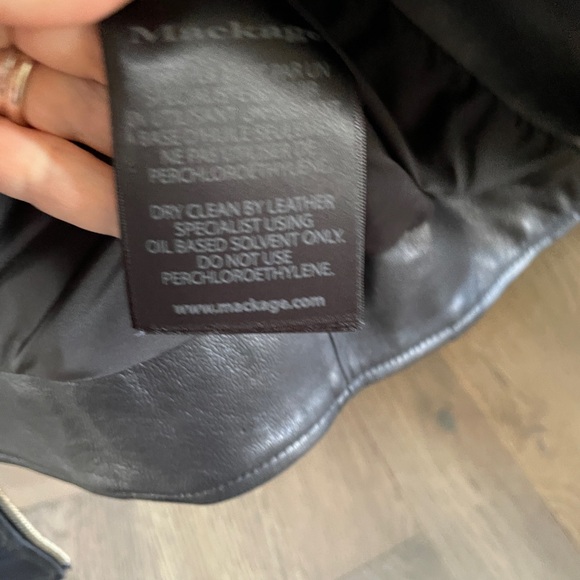Black Leather Mackage Moto Jacket XS - Picture 3 of 7